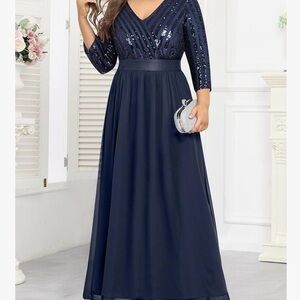 Elegant Navy Sequin Dress